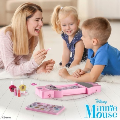 Bolsa de maquiagem com 2 níveis e espelho Minnie