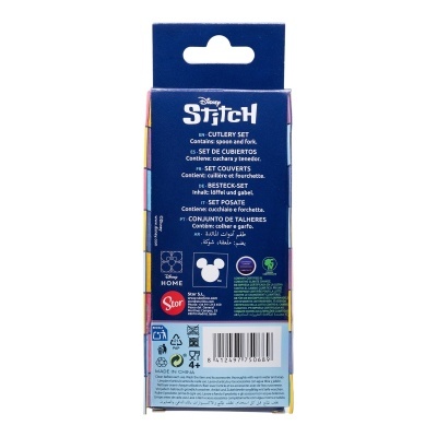 Conjunto de talheres metálicos Stitch & Angel
