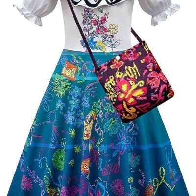 Fato Mirabel Encanto + acessórios + peruca