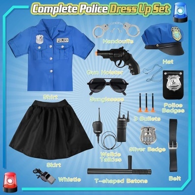 Fato de polícia para menina com acessórios