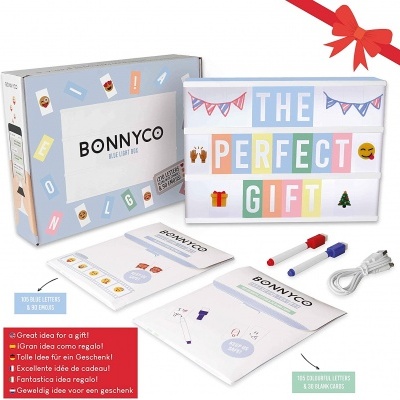 Caixa de luz BONNYCO com letras coloridas e acessórios