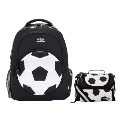 Conjunto Escolar Bola Futebol - Mochila + lancheira + garrafa