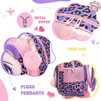 Conjunto Trolley Escolar Fluffy Unicorn - Trolley Escolar + lancheira + estojo