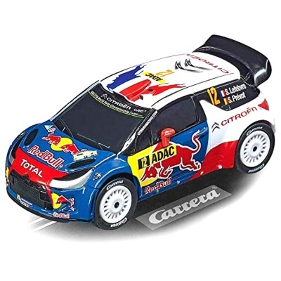 Miniatura de carro de corridas Citroën decorado com temas Red Bull e Total