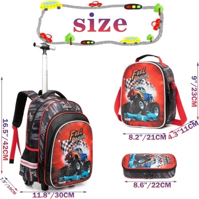 Conjunto Escolar Fuel Chasing - Trolley Escolar + Lancheira + Porta-lápis