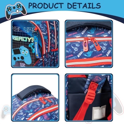 Conjunto Escolar Gamer - Mochila + lancheira + porta-lápis