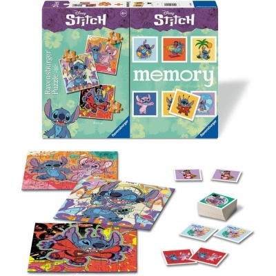 Multipack jogo memória + 3 puzzles Stitch Disney