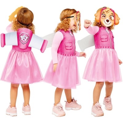 Fato infantil rosa 'Skye' Paw Patrol com asas e máscara.