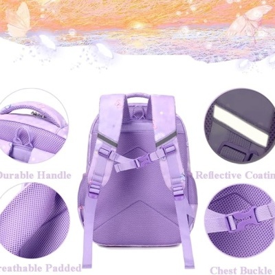 Conjunto Escolar Borboleta - Mochila + lancheira + porta-lápis