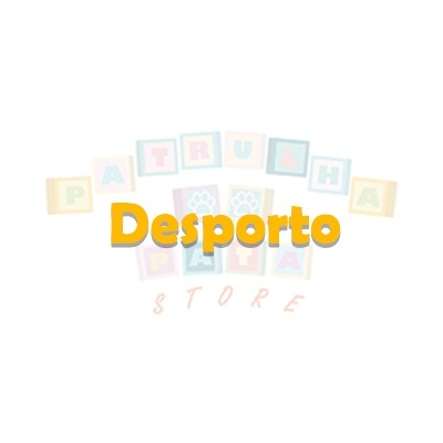 Logótipo da Patrulha Pata Store com texto Desporto em amarelo