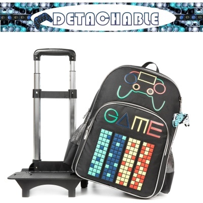 Conjunto Escolar Trolley Game - Mochila + lancheira + porta-lápis + porta-chaves