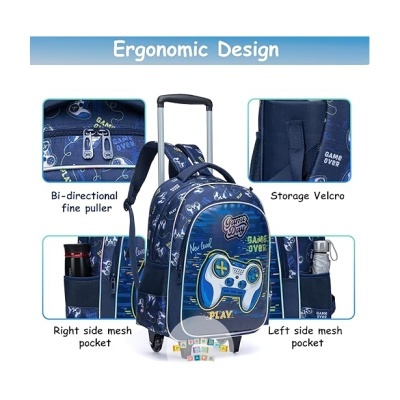 Conjunto Escolar Trolley Gamer - Trolley + lancheira + porta-lápis