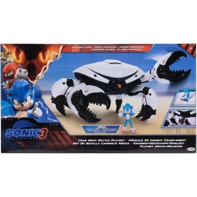 Conjunto de brinquedo Sonic 3 Crab Mech Battle Playset com robô caranguejo mecânico e figura do Sonic em caixa colorida