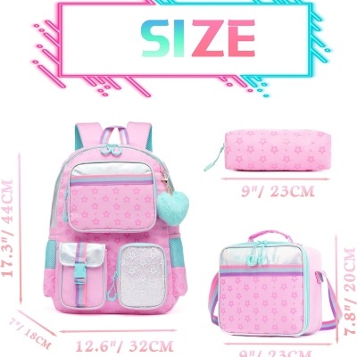 Conjunto Escolar Estrelas - Mochila + lancheira + porta-lápis