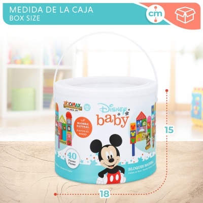 Balde 40 blocos Mickey and Minnie Disney madeira