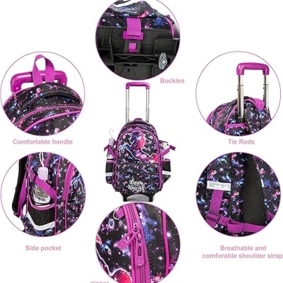 Conjunto Escolar Trolley Unicorn - Trolley + lancheira + porta-lápis