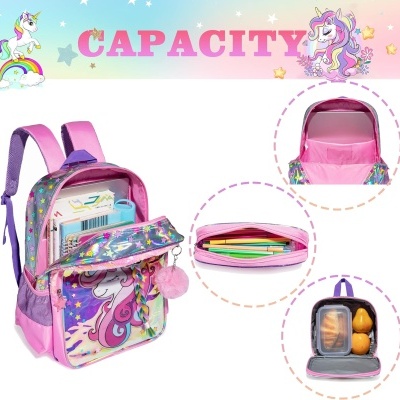 Conjunto Escolar Unicorn Hair - Mochila + lancheira + porta-lápis