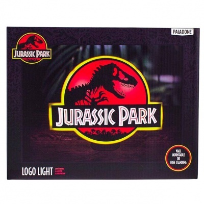 Caixa do produto logo light de Jurassic Park em preto com logo colorido