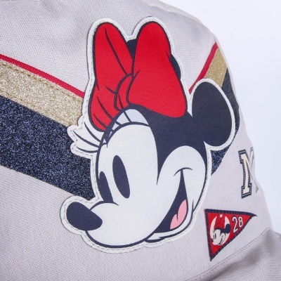 Chapéu bege com estampa Minnie Mouse e detalhes coloridos