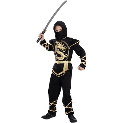 Fato de Ninja preto e dourado para menino