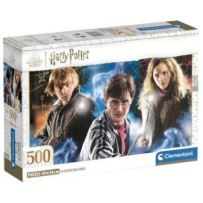 Caixa de puzzle de Harry Potter com 500 peças e personagens principais na frente
