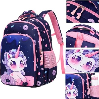 Conjunto Escolar Little Unicorn Dark Purple - Mochila + lancheira + porta-lápis