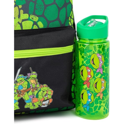 Conjunto Escolar Tartarugas Ninjas - Mochila / Lancheira / Porta-lápis / Garrafa
