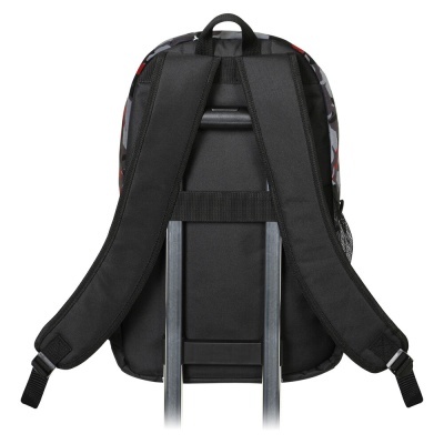 Mochila preta com alças e estrutura metálica de mala