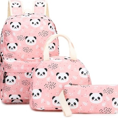 Conjunto Escolar Panda - Mochila + lancheira + porta-lápis