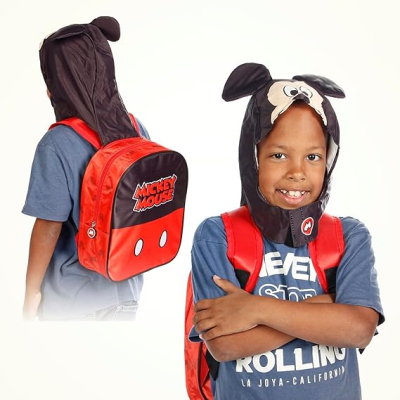Mochila Pré-Escolar capuz Mickey Disney 31cm