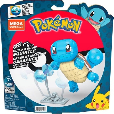 Mega Construx Pokémon para construir Squirtle com peças de plástico em embalagem colorida