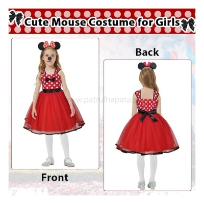 Fato Minnie Mouse vermelho com acessórios