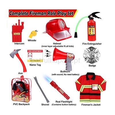 Fato de bombeiro com acessórios