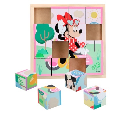 Quebra-cabeça de cubo de madeira Disney Mickey Minnie