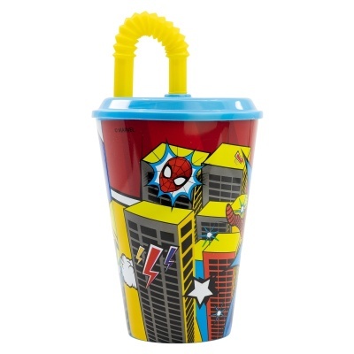 Copo com palha PIDERMAN ARACHNID GRID 430 ml