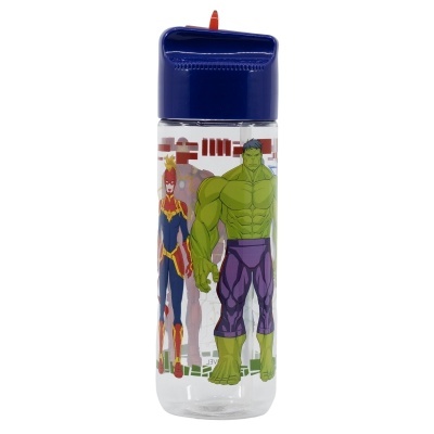 Garrafa de plástico tritan hidro com palha Avengers Marvel 540 ml