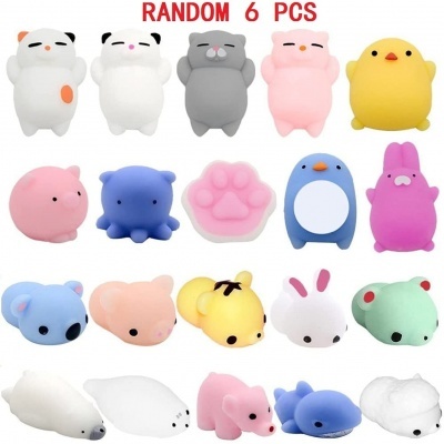 Conjunto de brinquedos squishy macios em várias formas de animais coloridos