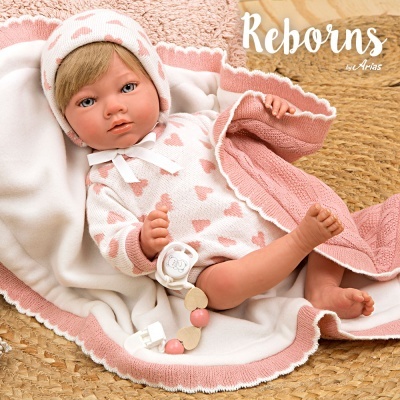 Arias Reborn 40 cm Cristina Rosa com Manta
