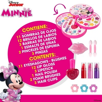 Set de maquiagem redondo com 3 níveis Minnie