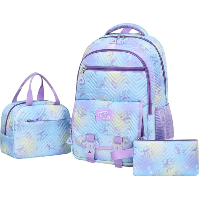 Conjunto Escolar Medusa - Mochila + lancheira + porta-lápis - 4 cores