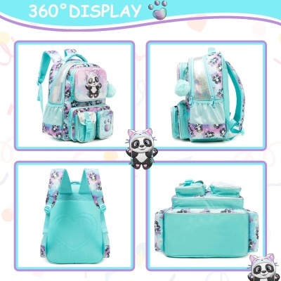 Conjunto Escolar Pandinha - Mochila + lancheira + porta-lápis