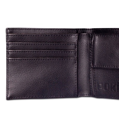 Carteira castanha em pele com compartimentos para cartões