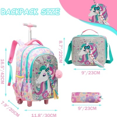 Conjunto Escolar Unicorn - Trolley Escolar + Lancheira + Porta-lápis