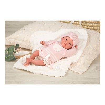 Arias Reborn 40 cm Adriana Rosa com Manta