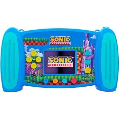 Consola portátil azul com logo Sonic the Hedgehog no ecrã