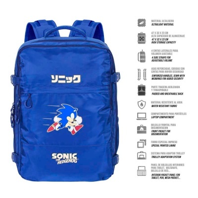 Mochila de viagem Sonic the Hedgehog 49cm
