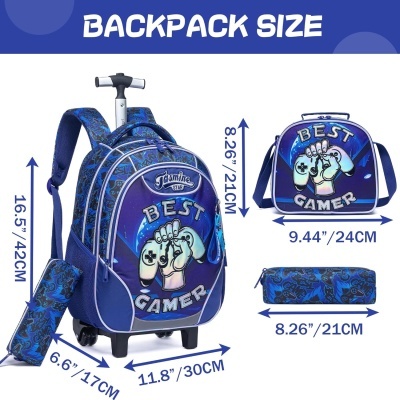 Conjunto Escolar Trolley Gamer - Trolley + lancheira + porta-lápis