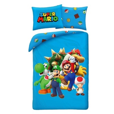 Capa de Edredão Super Mario Luigi Toad Bowser e Yoshi