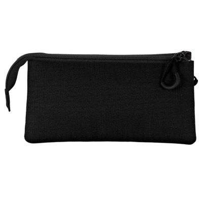 Estojo preto retangular com fecho zipper