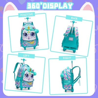 Conjunto Escolar Trolley Cute Panda - Trolley + lancheira + porta-lápis